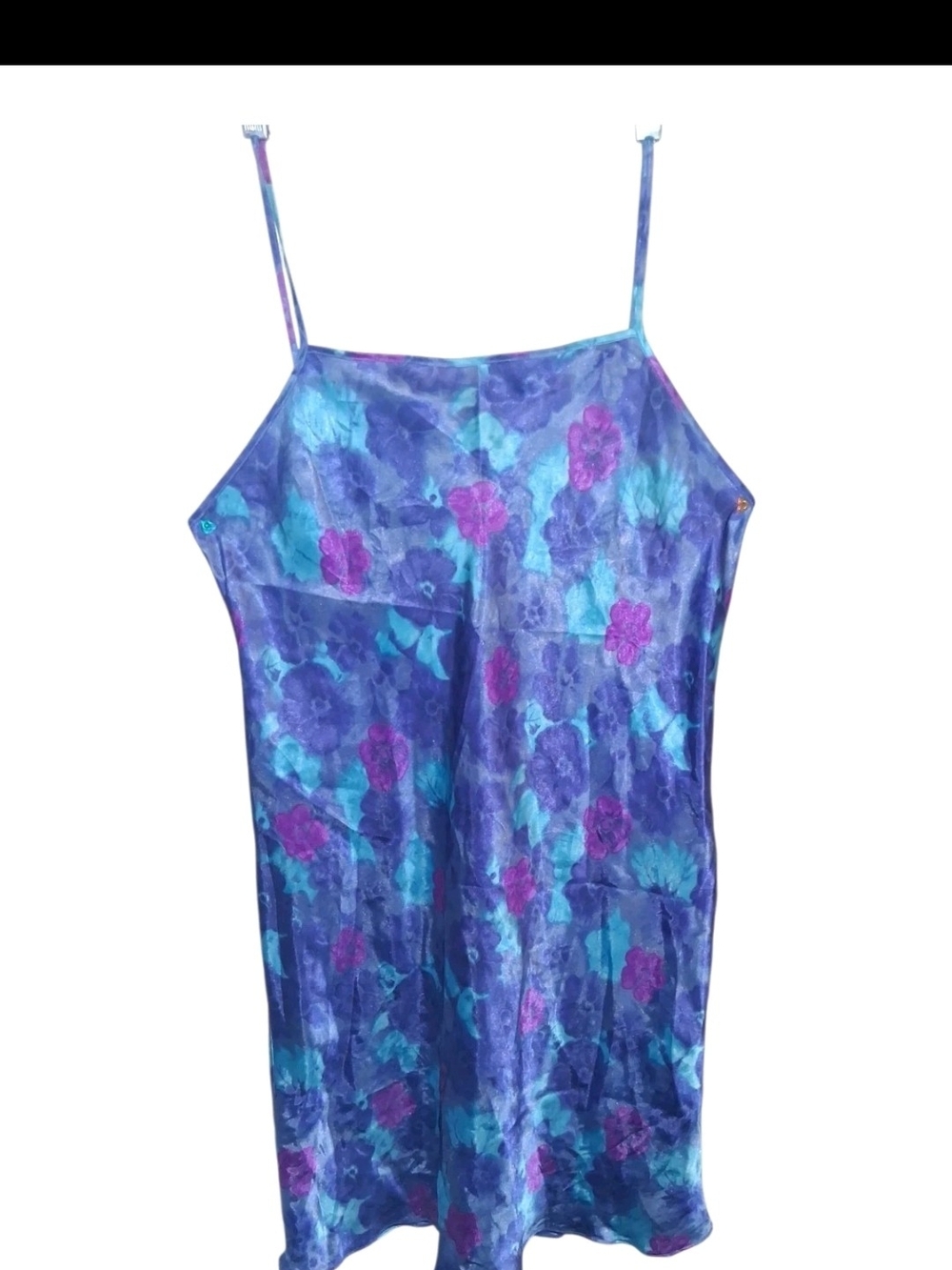 Gilligan & O'Malley Women's Medium Purple Blue Tie-Dye Floral Slip Nightgown Dre